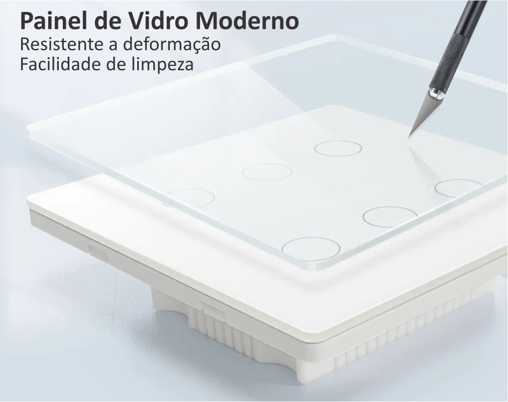 Interruptor Inteligente Touch Screen 4 ou 6 Botões Com Wifi App Tuya Smart Life Padrão Brazil 4x4 Sem Neutro RF433 Smart Life Alexa Google Home