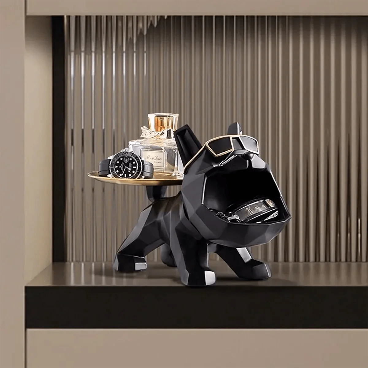 Estatueta de Buldogue com Caixa de Armazenamento