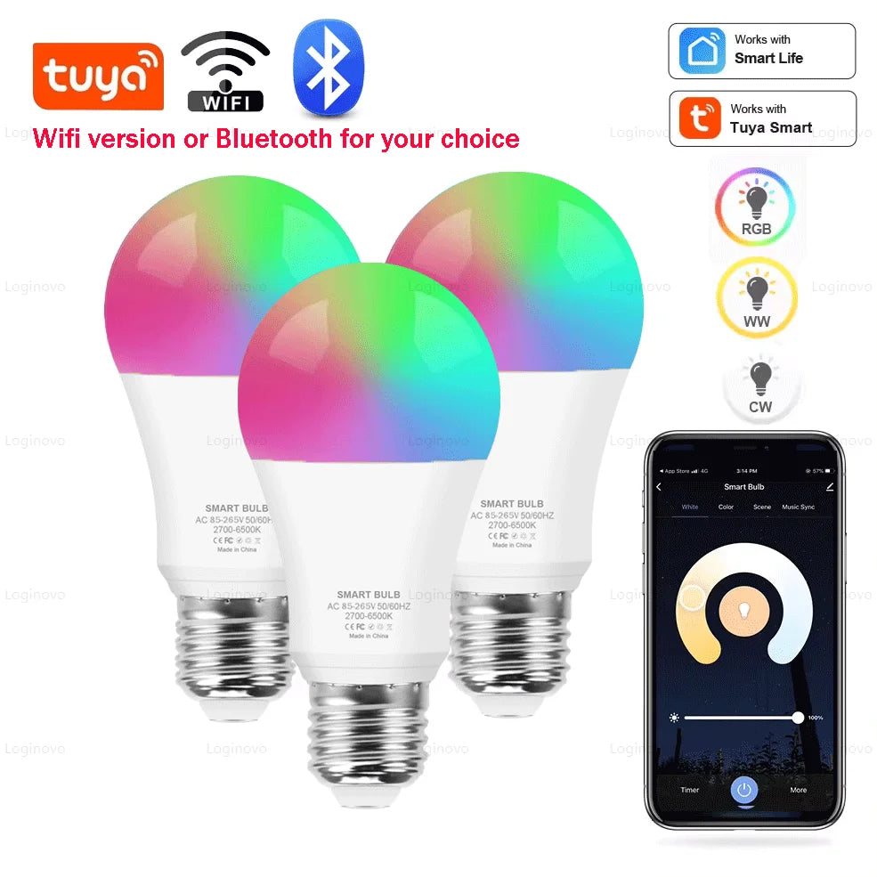 Lâmpada LED Inteligente Bivolt RGB Controle Por APP Smart Life ou Tuya / Alexa e Google Home