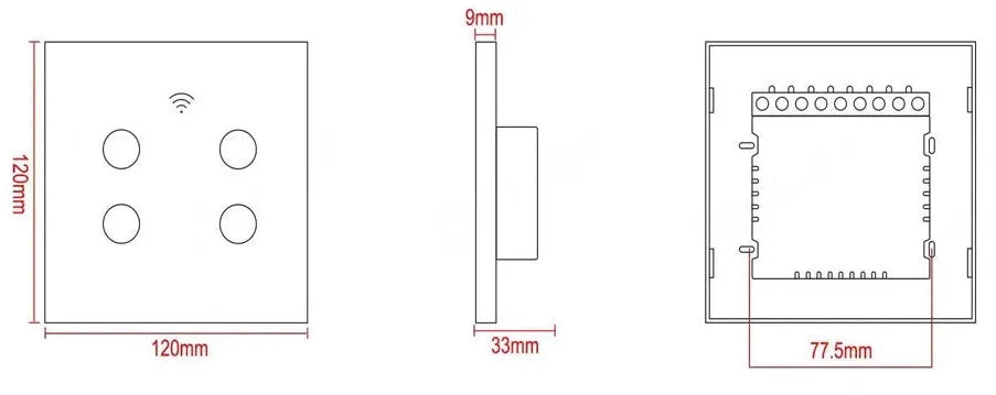 Interruptor Inteligente Touch Screen 4 ou 6 Botões Com Wifi App Tuya Smart Life Padrão Brazil 4x4 Sem Neutro RF433 Smart Life Alexa Google Home