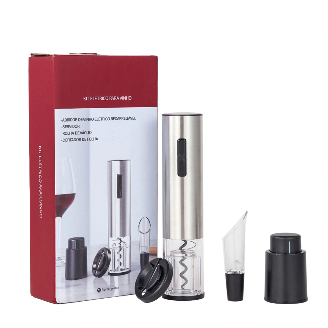 Abridor de Vinho Elétrico Com Kit Houss