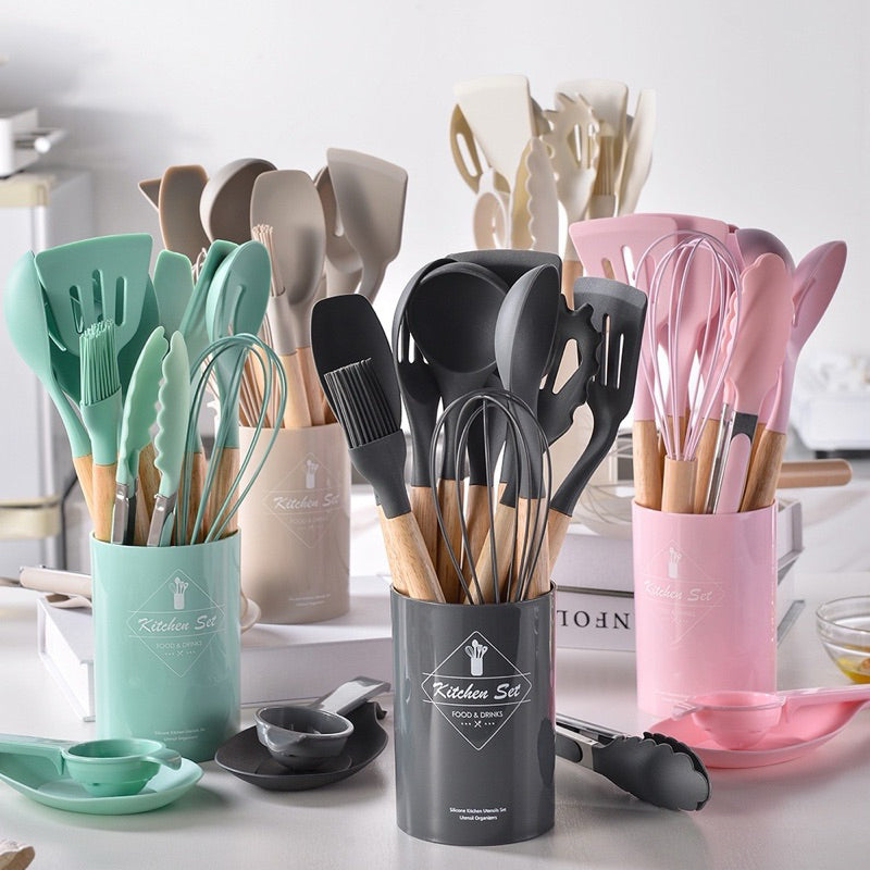 Kit 12 Peças de Utensílios de Cozinha em Silicone