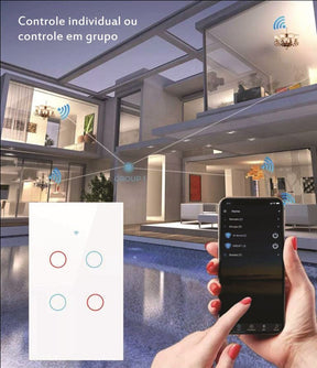 Interruptor Inteligente Para Iluminação Residencial - Touch Screen App Smart Life ou Tuya Com Wifi Google Home / Alexa