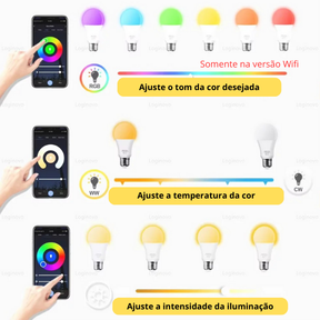 Lâmpada LED Inteligente Bivolt RGB Controle Por APP Smart Life ou Tuya / Alexa e Google Home