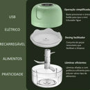 Mini Processador Elétrico de Alimentos Portátil com 3 lâminas Carregamento USB Bivolt