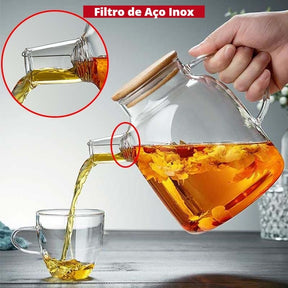 Bule de Vidro Borossilicato com Tampa de Bambu Houss