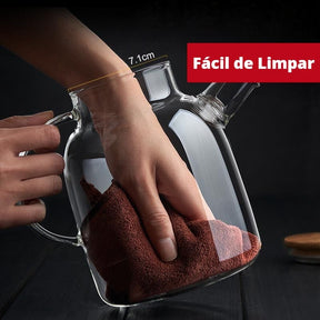 Bule de Vidro Borossilicato com Tampa de Bambu Houss