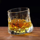 Copo de Whisky Cristal Rotativo com Base de Madeira Houss
