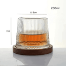 Copo de Whisky Cristal Rotativo com Base de Madeira Houss