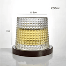 Copo de Whisky Cristal Rotativo com Base de Madeira Houss