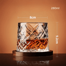 Copo de Whisky Cristal Rotativo com Base de Madeira Houss
