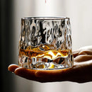 Copo de Whisky Cristal Rotativo com Base de Madeira Houss