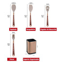 Kit Utensílios Rosé de Cozinha Silicone 10 Peças Com Organizador Houss