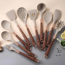 Kit Utensílios Rosé de Cozinha Silicone 10 Peças Com Organizador Houss