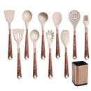 Kit Utensílios Rosé de Cozinha Silicone 10 Peças Com Organizador Houss