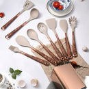 Kit Utensílios Rosé de Cozinha Silicone 10 Peças Com Organizador Houss
