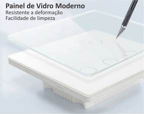 Interruptor Inteligente Touch Screen 4 ou 6 Botões Com Wifi App Tuya Smart Life Padrão Brazil 4x4 Sem Neutro RF433 Smart Life Alexa Google Home