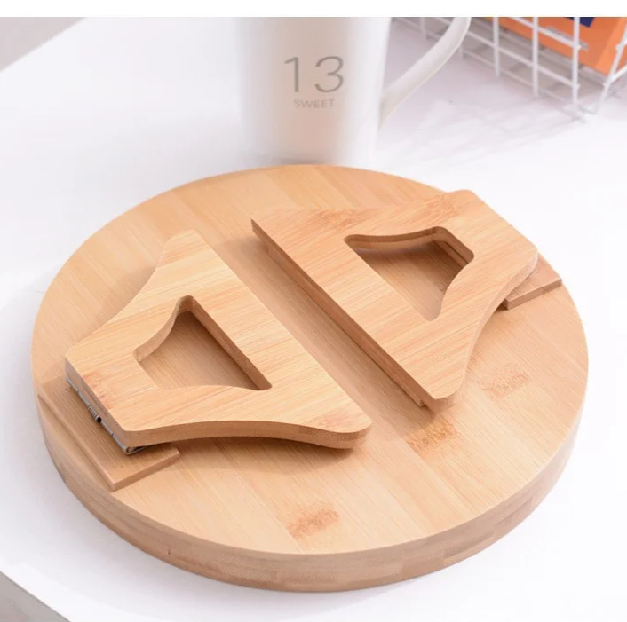 Bandeja Redonda de Madeira Adaptável Para Sofá Houss