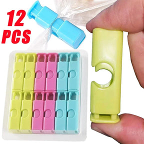 Kit com 12 clips/grampos para fechamento fácil de selagem de produtos