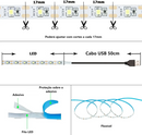 Fita LED Iluminação e Decoração Com Adesivo Dupla Face USB - Ideal Para TV´s