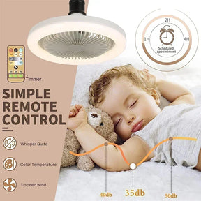 Luminária e Ventilador Inteligente 2 Em 1 Com Controle Remoto