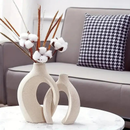 Conjunto Moderno Minimalista Dois Vasos de Cerâmica Houss