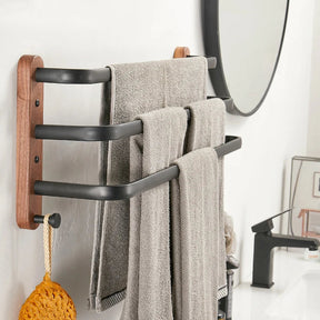 Porta Toalhas Wooden Com Gancho - 50cm